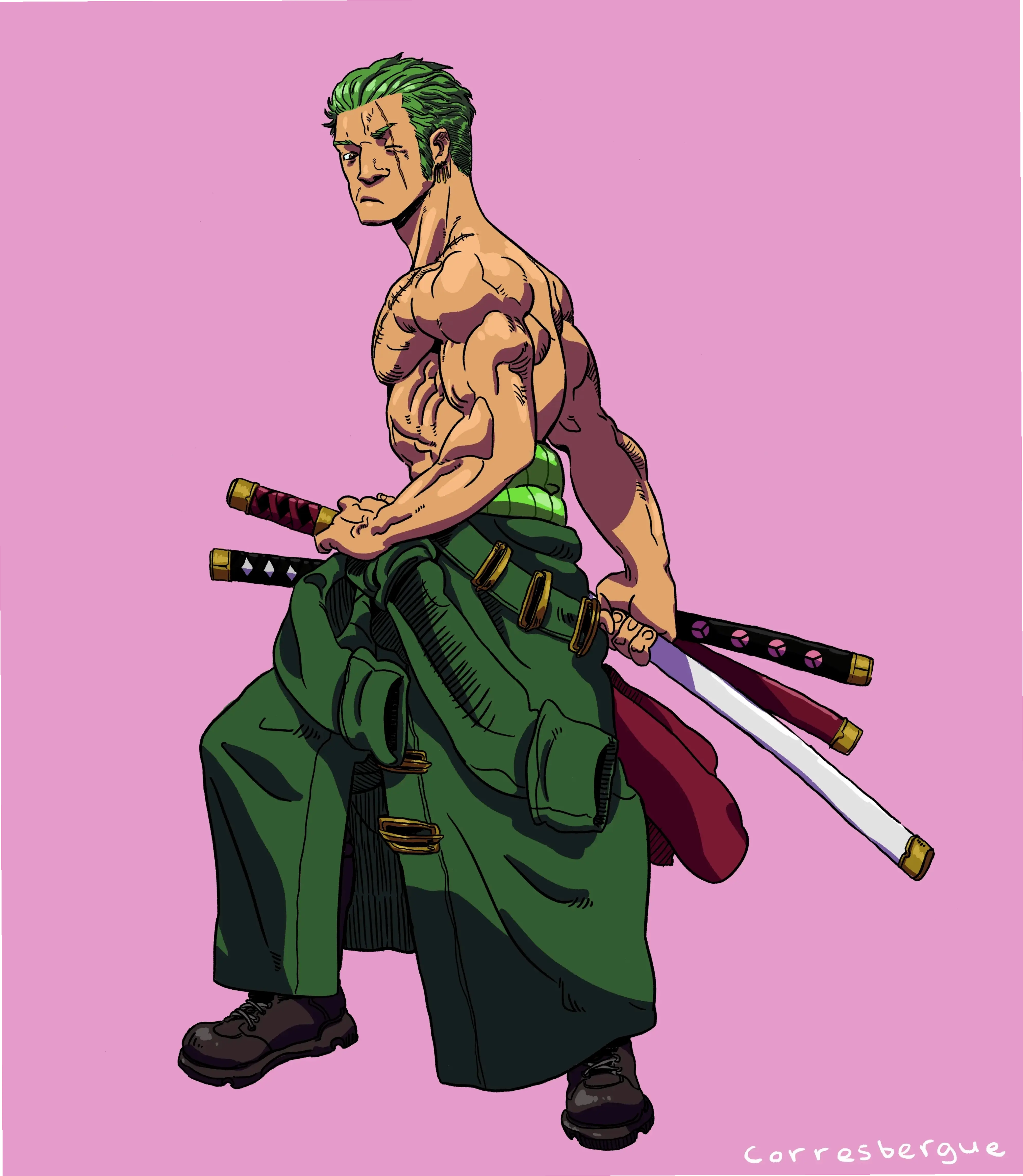 Body Zoro: Vóc dáng cơ bắp săn chắc, thể hiện sức bền và sức mạnh của kiếm sĩ One Piece!