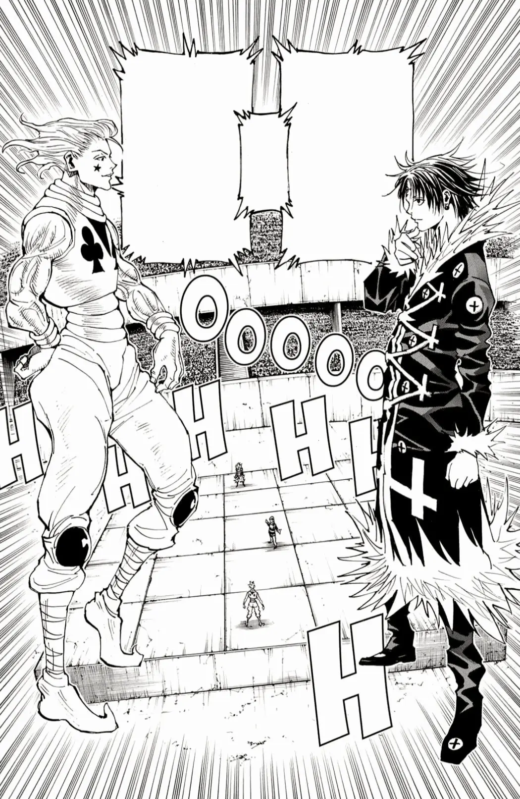 Chrollo vs Hisoka fight: Trận chiến quyết liệt, nơi chiến lược của Chrollo đối đầu với sự lươn lẹo của Hisoka.
