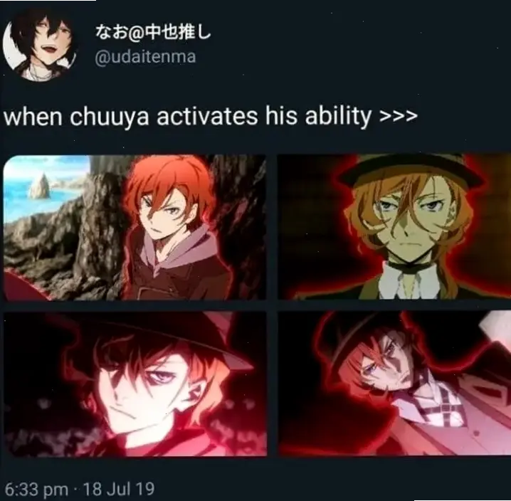 Chuuya memes: Bộ sưu tập meme vui nhộn liên quan đến Chuuya, phản ánh tính cách hài hước của nhân vật.