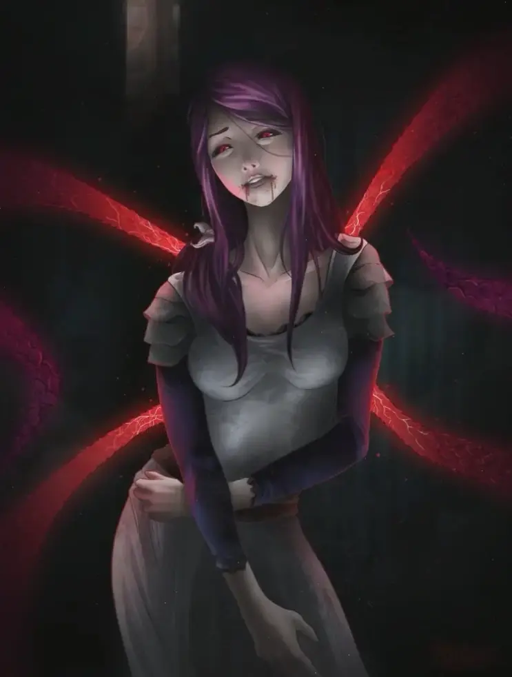 Hình dạng ghoul của Rize Kamishiro: Sức mạnh kinh hoàng và đáng sợ trong thế giới Tokyo Ghoul.