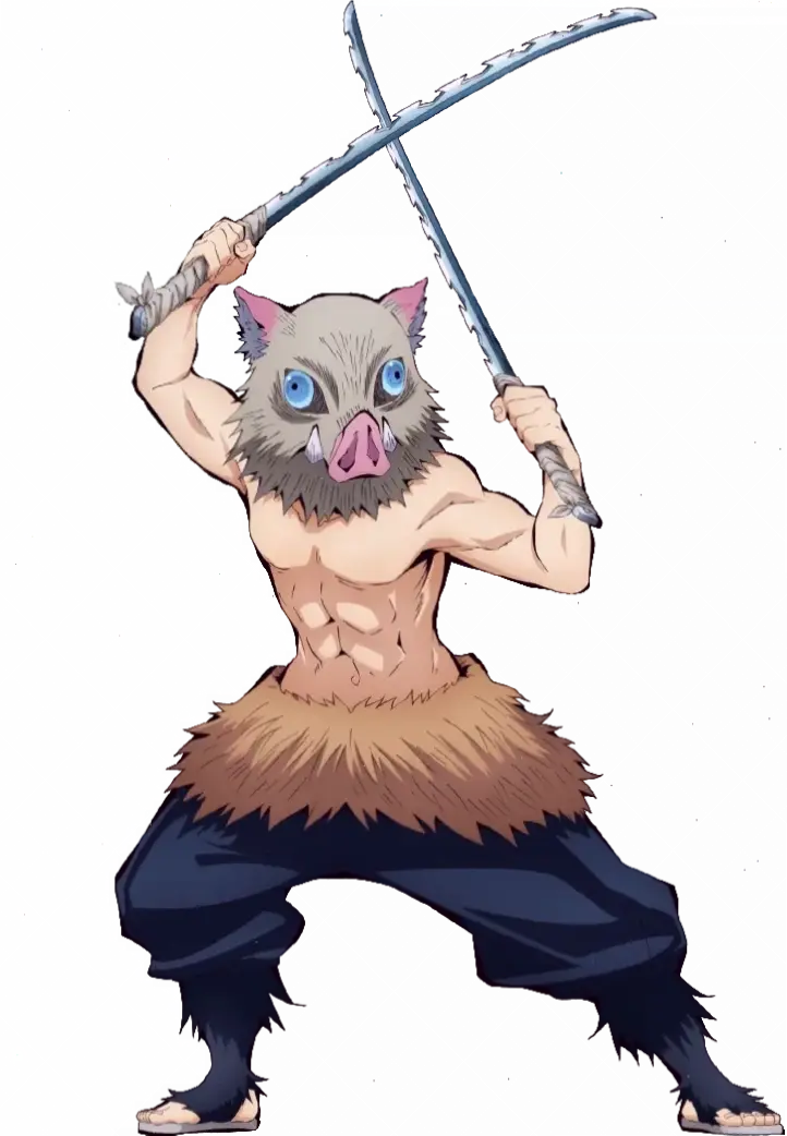 Inosuke Hashibira từ Demon Slayer, anh hùng hoang dã với mặt nạ heo, mang đến những trận chiến kịch tính.