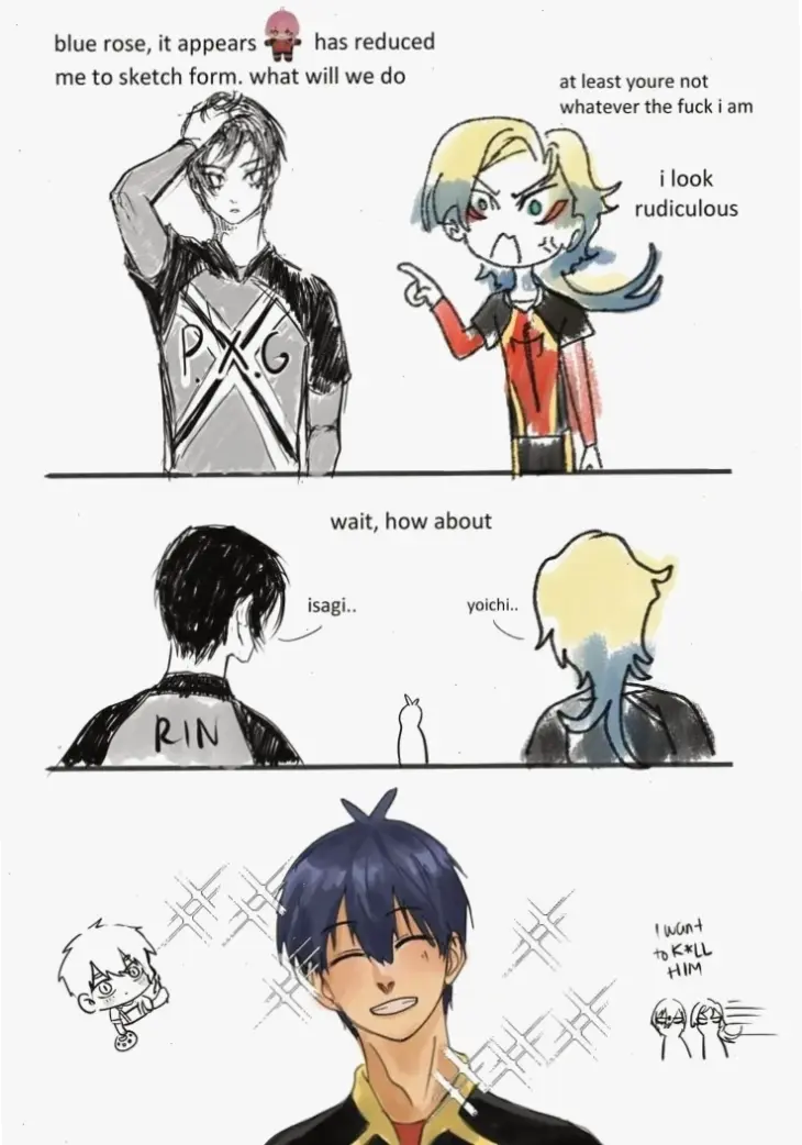 Isagi meme hài hước từ Blue Lock, mang lại tiếng cười với những khoảnh khắc vui nhộn của chàng trai tài năng.