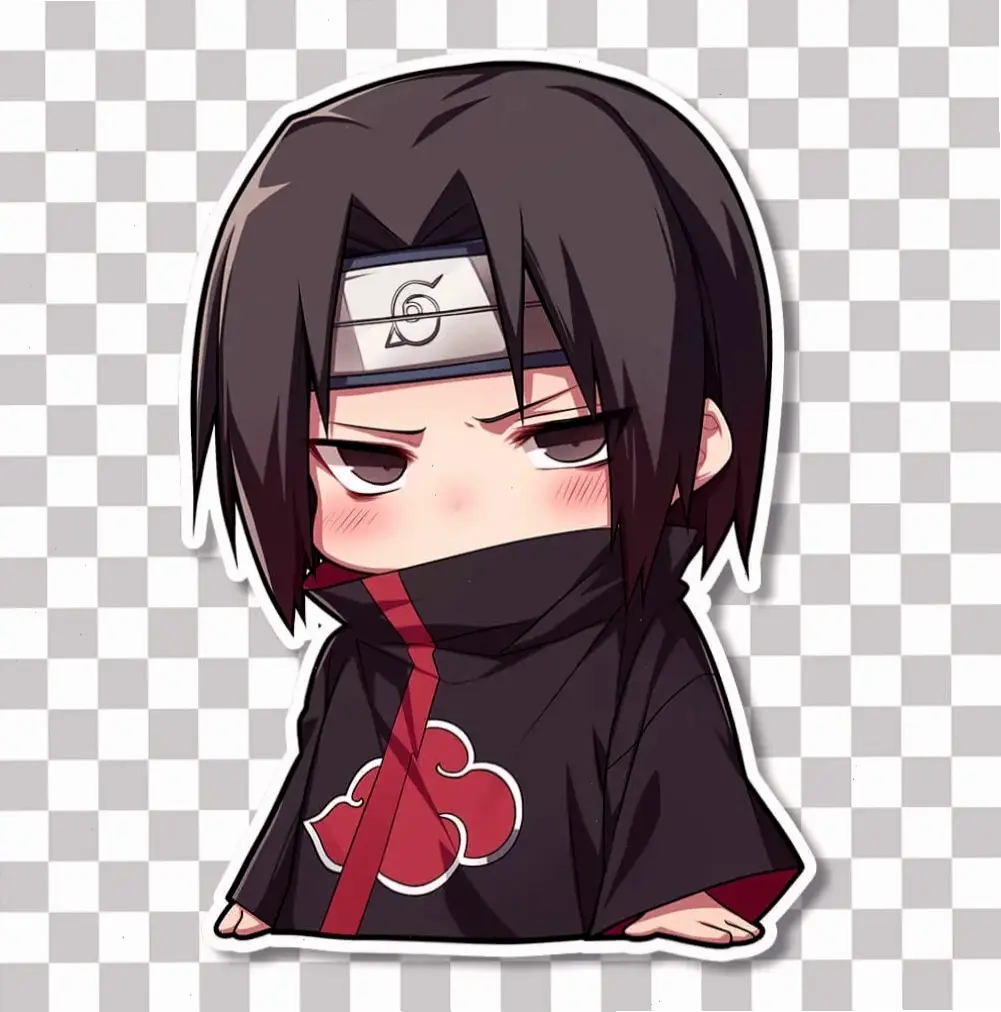 Itachi chibi với vẻ mặt ngộ nghĩnh, biến anh hùng Naruto thành biểu tượng dễ thương đáng yêu.