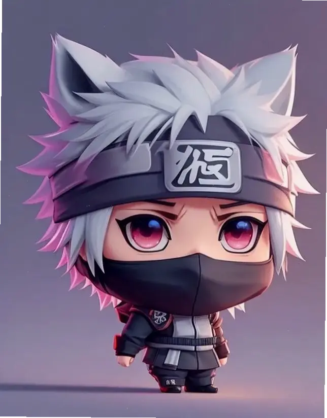 Kakashi cute với nụ cười rạng rỡ, mang đến sự dễ thương bất ngờ từ nhân vật ninja mạnh mẽ.