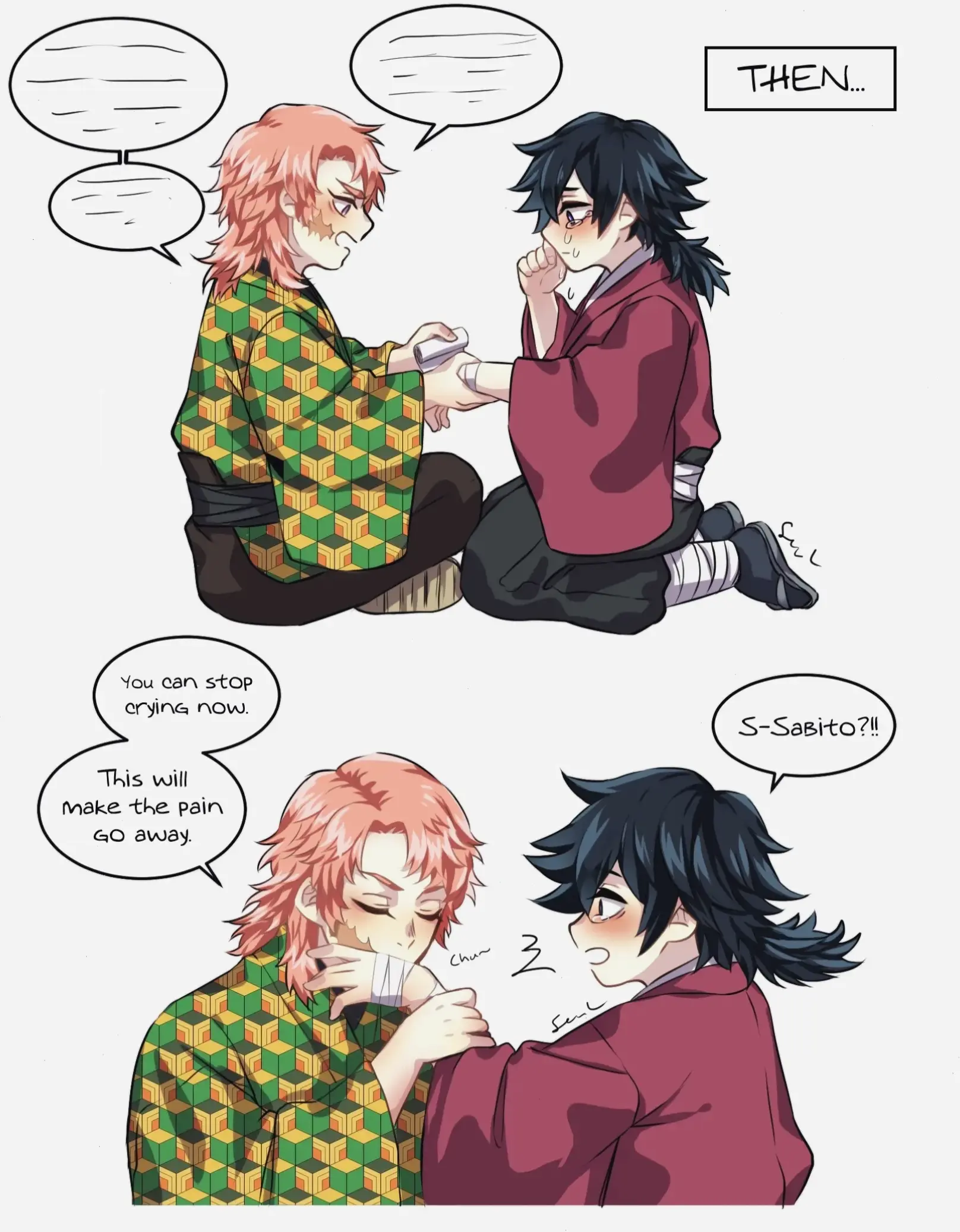 KNY Sabito x Giyuu: Những khoảnh khắc ấn tượng từ Kimetsu no Yaiba, với hành động và cảm xúc dâng trào.