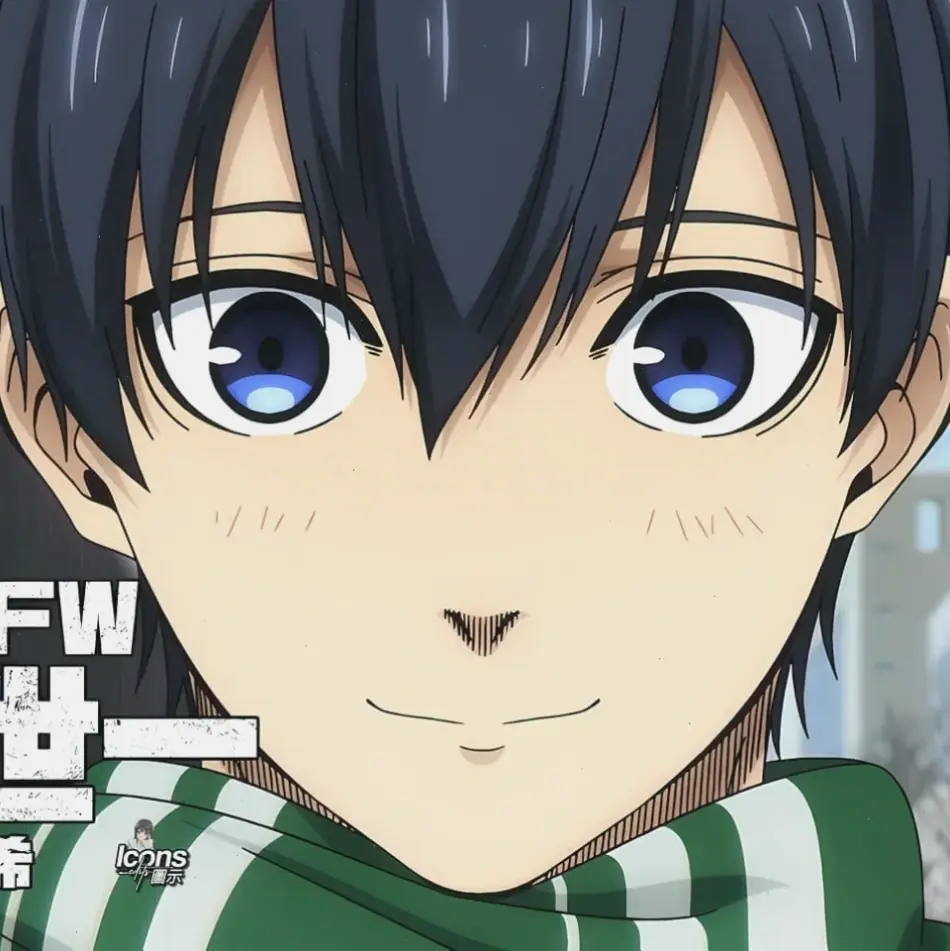 Mắt Isagi sắc bén trong Blue Lock, thể hiện sự tập trung và quyết tâm trong từng pha bóng.