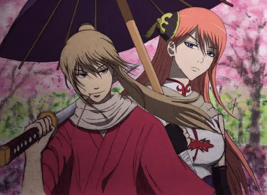 Okita Sougo x Kagura: Cặp đôi đối thủ Okita Sougo và Kagura, mang đến những trận đấu hài hước trong Gintama.