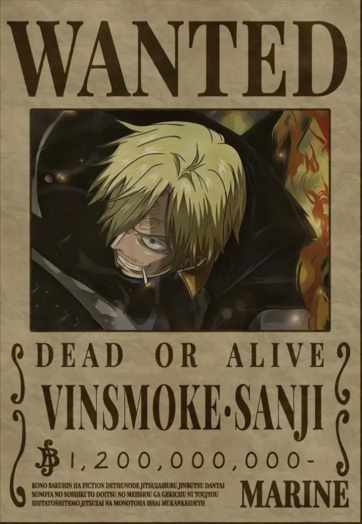 Sanji bounty: Giá truy nã 330 triệu berries, chứng tỏ sức mạnh và vai trò quan trọng trong băng hải tặc Mũ Rơm!