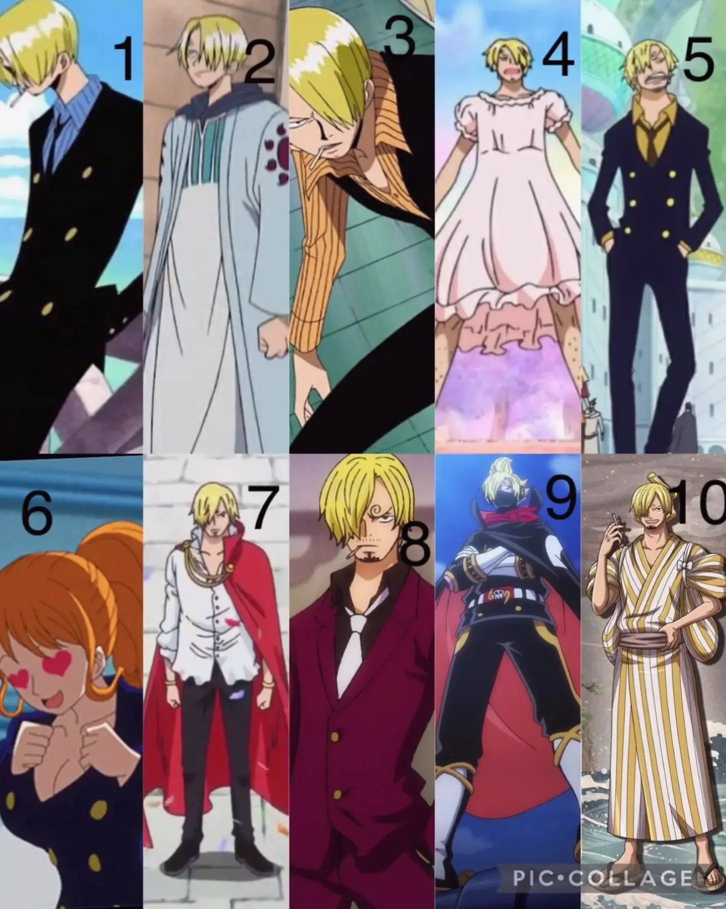 Sanji outfits: Các bộ trang phục đa dạng, từ vest lịch thiệp đến đồ chiến đấu, luôn phong cách trong mọi tình huống!