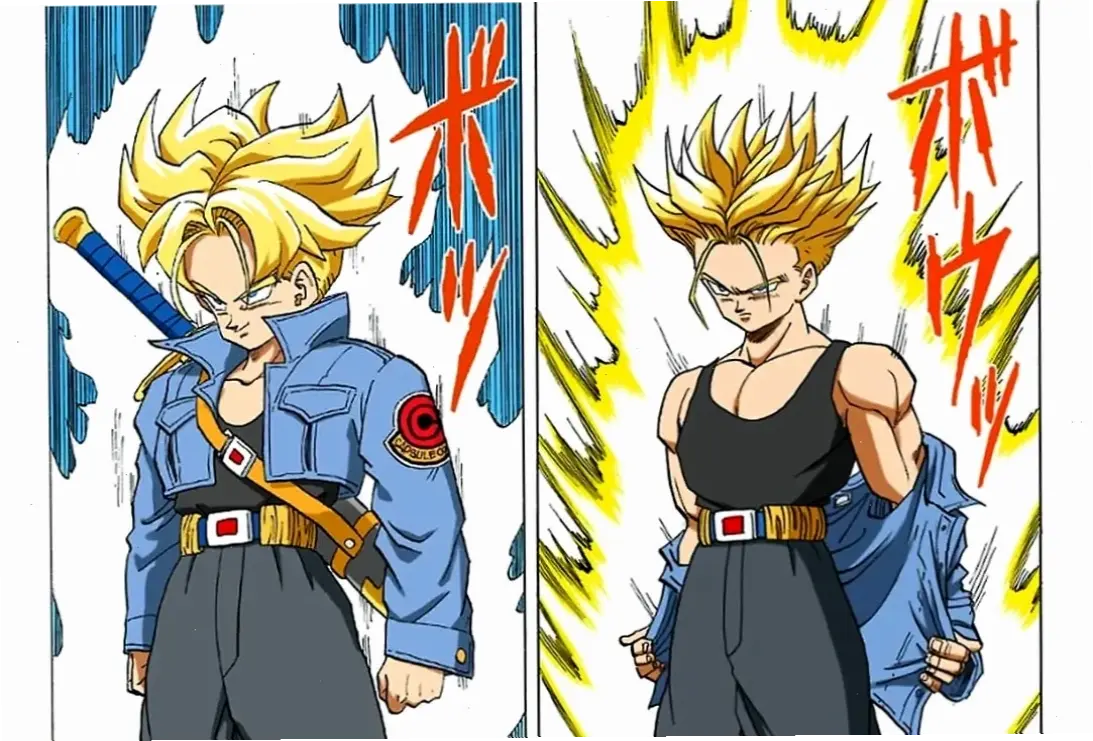 Super Saiyan Trunks: Trunks biến hình với sức mạnh siêu phàm, đánh bại kẻ thù trong Dragon Ball. Hấp dẫn và kịch tính!