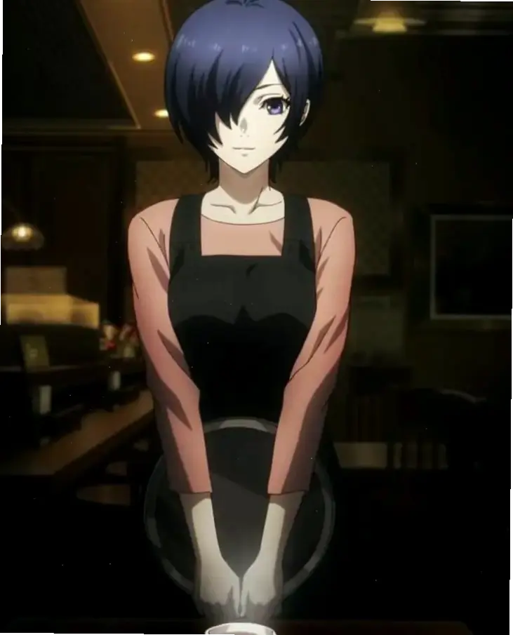 Touka Kirishima trong anime Tokyo Ghoul: Hoạt hình sống động, thể hiện rõ sức hút và hành động của cô.